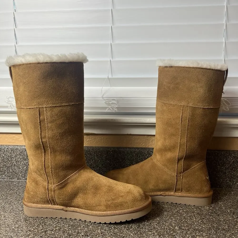 Koolaburra By Ugg 1114831 Chestnut Winter Tall Boot Women Sz 7 Sherpa Lining Zip